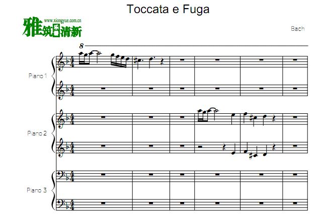 Bach - Toccata e Fuga 六手联弹谱