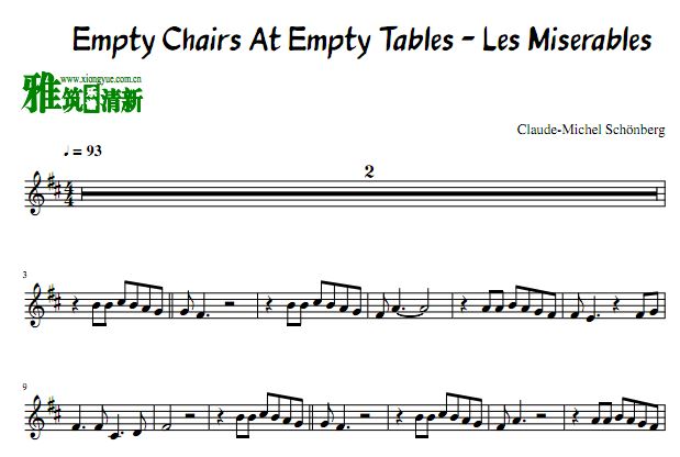 Empty Chairs At Empty Tables - Les Miserables 小号独奏谱