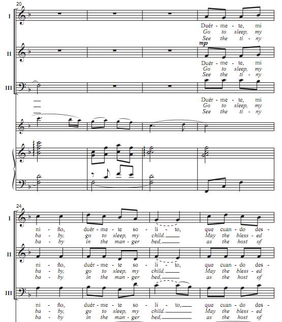 Duérmete (The Angels' Lullaby) 三声部合唱钢琴伴奏谱4
