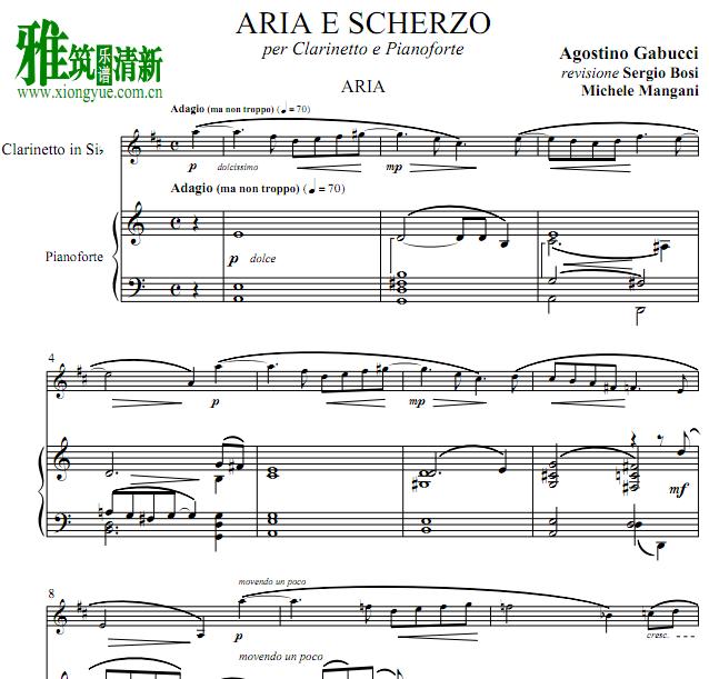 Sergio Bosi - Gabucci Aria e scherzo 单簧管钢琴伴奏谱