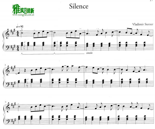 vladimir sterzer - silence钢琴谱