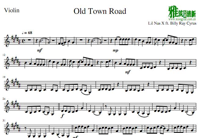 old town road小提琴谱