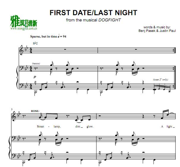 DOGFIGHT - FIRSTDATE/LASTNIGHT 钢琴伴奏谱