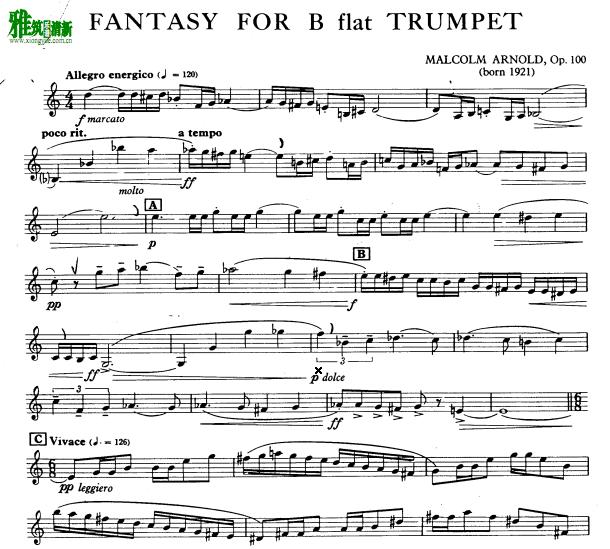 马尔科姆·阿诺德Malcolm Arnold 小号幻想曲 op.100小号谱