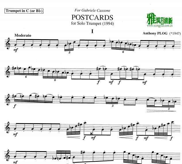 Anthony Plog - postcards明信片 小号谱