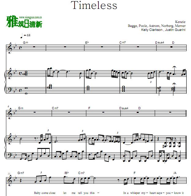 Justin Guarini -Timeless钢琴弹唱歌谱