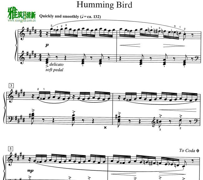 William Gillock - 蜂鸟 Humming bird钢琴谱