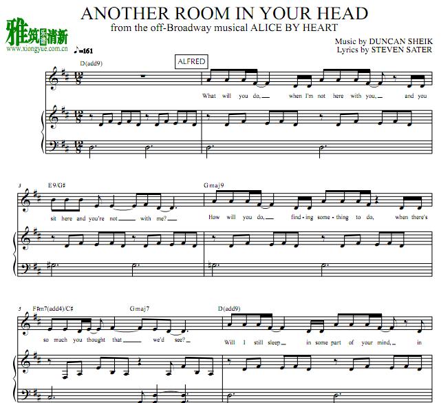 ALICE BY HEART - Another Room in Your Head钢琴伴奏谱