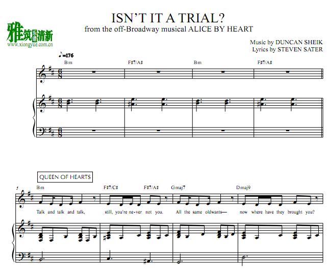 ALICE BY HEART - Isn't It A Trial钢琴伴奏谱