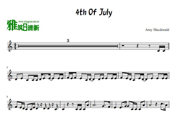 4th Of July 小号谱