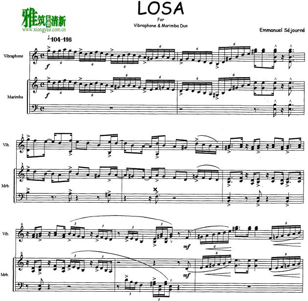 Emmanuel Sejourne  Losa 马林巴与颤音琴二重奏谱