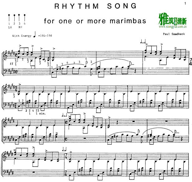 Paul Smadbeck - Rhythm Song马林巴谱