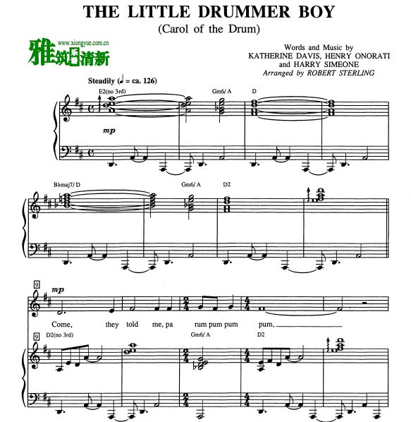 Carol of the Drum二部齐声合唱钢琴伴奏谱