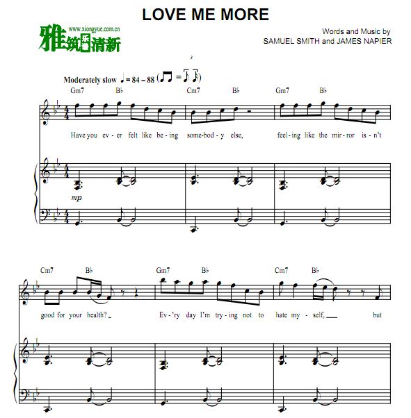Sam Smith - Love Me More 正谱歌谱 弹唱钢琴谱