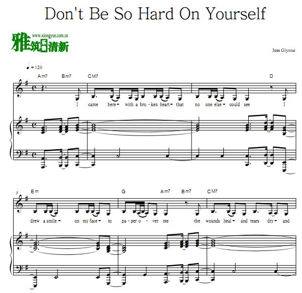 Jess Glynne - Don't Be So Hard On Yourself 歌谱 弹唱钢琴谱