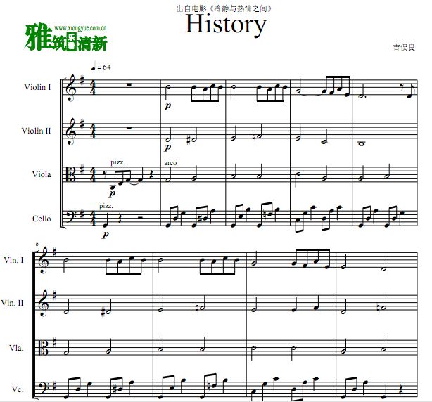 吉俣良  History 弦乐四重奏谱