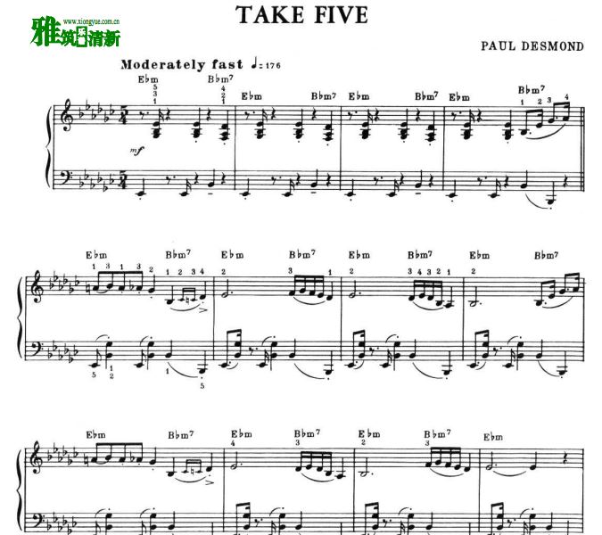 戴夫·布鲁贝克 Dave Brubeck - Take Five 钢琴谱