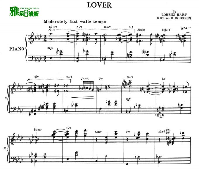 戴夫·布鲁贝克爵士钢琴谱 Dave Brubeck - LOVER钢琴谱