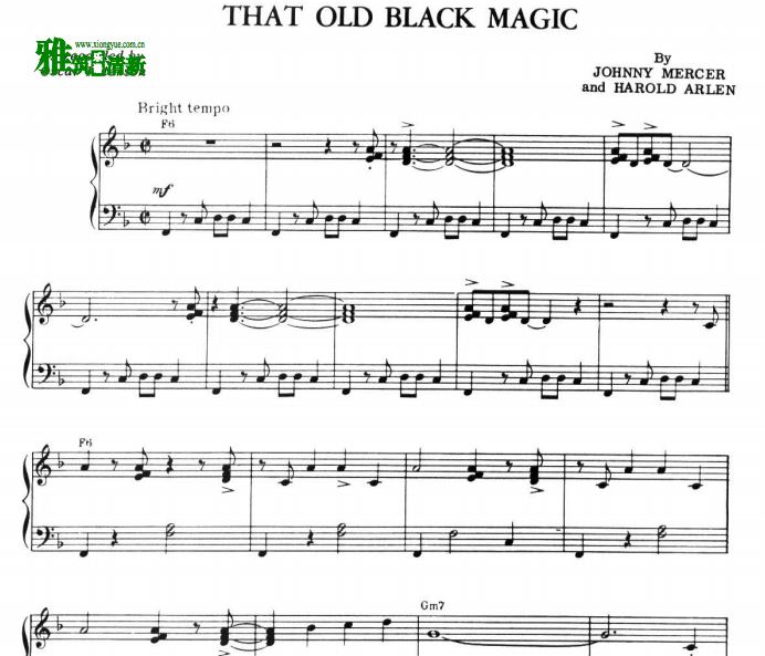 戴夫·布鲁贝克爵士钢琴谱 THAT OLD BLACK MIGIC钢琴谱