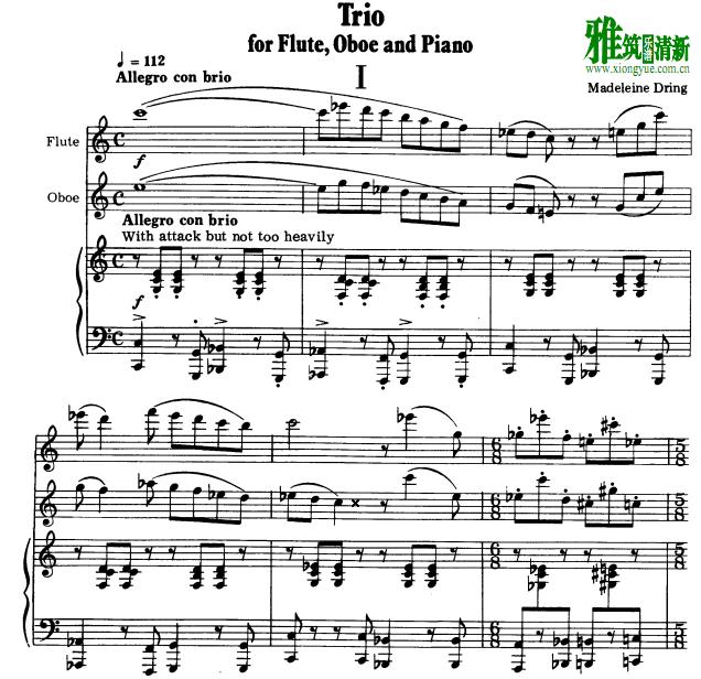 Madeleine Dring - Trio长笛双簧管钢琴三重奏谱
