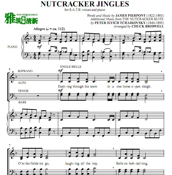 Nutcracker Jingles钢琴伴奏四声部合唱谱
