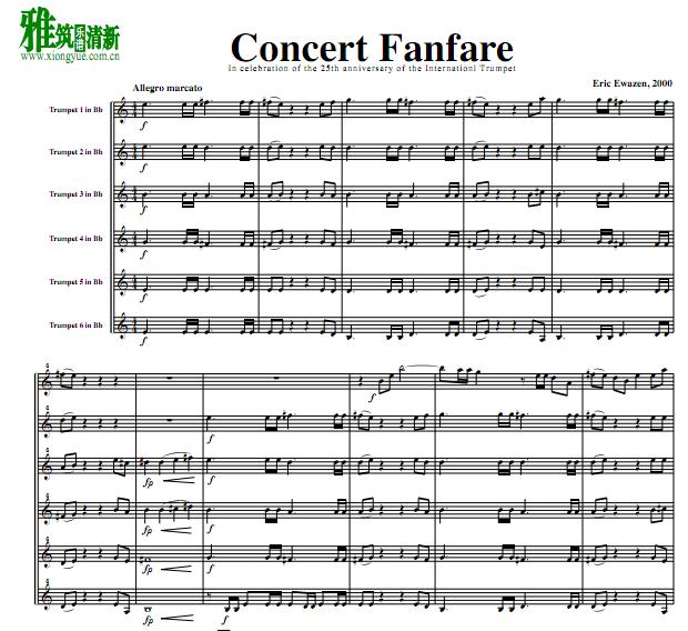 Eric Ewazen - Concert fanfare 小号六重奏谱