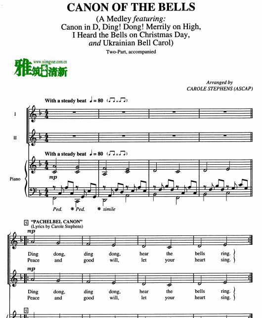 Canon of the Bells 圣诞串烧二声部合唱谱