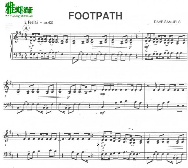 DAVE SAMUELS - Footpath马林巴谱