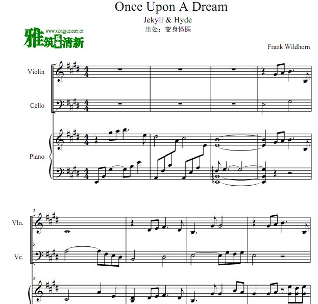 Once Upon A Dream 钢琴三重奏谱