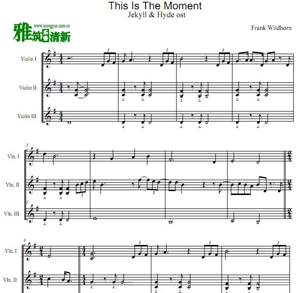 This Is The Moment 变身怪医小提琴三重奏谱