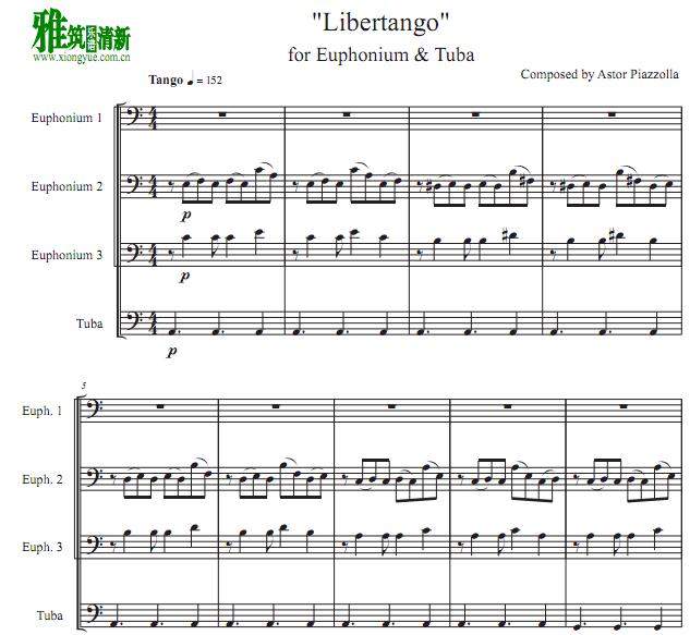 libertango 自由探戈 长号四重奏谱