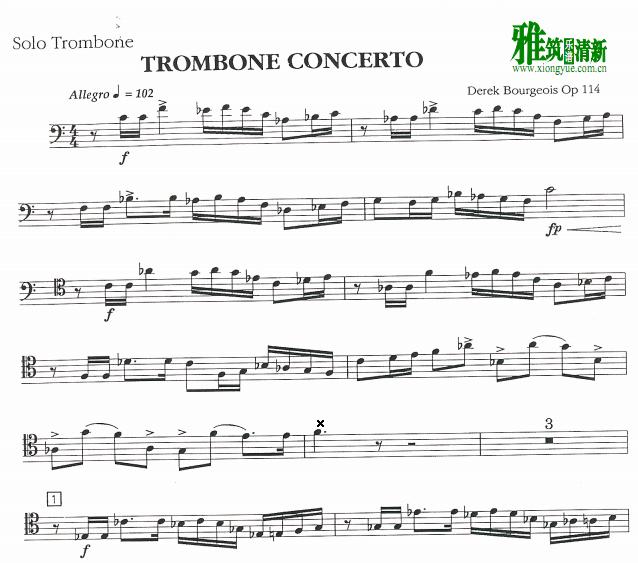 Derek Bourgeois 德里克 布尔吉尼斯 - Trombone Concerto长号谱