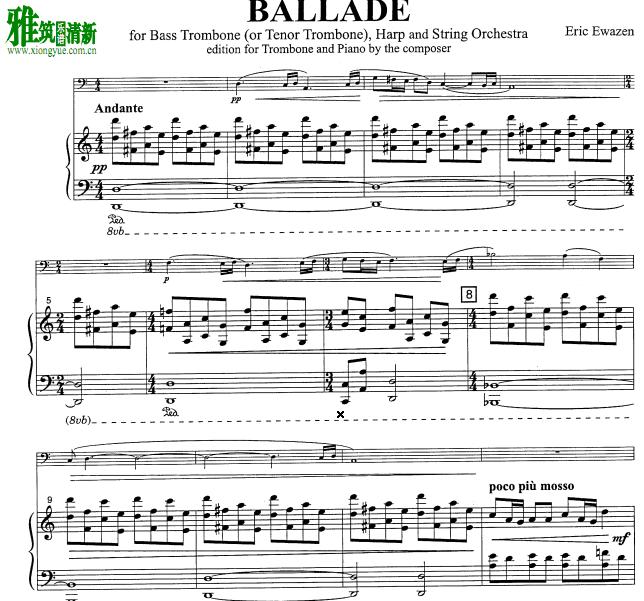 Eric Ewazen - ballade长号钢琴伴奏谱
