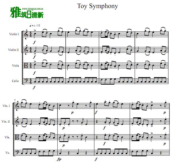 莫扎特 Toy Symphony弦乐四重奏谱