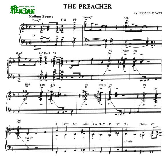 戴夫·布鲁贝克钢琴谱 Dave Brubeck - The PREACHER钢琴谱