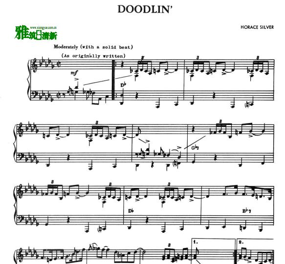 戴夫·布鲁贝克钢琴谱 Dave Brubeck - DOODLIN'钢琴谱