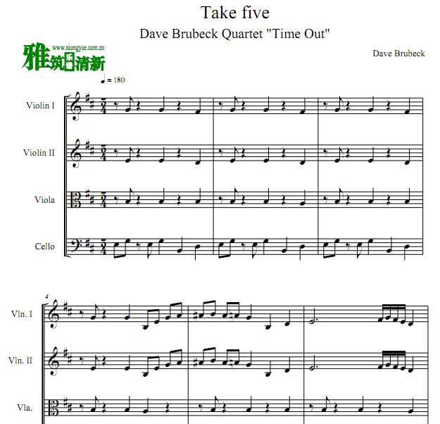The Dave Brubeck Quartet - Take Five 弦乐四重奏谱