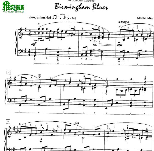 Martha Mier - Birmingham Blues 钢琴谱