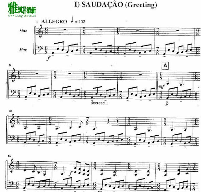罗萨洛第一协奏曲马林巴谱 共4乐章