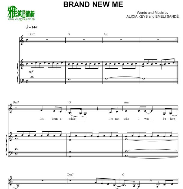 Alicia Keys - Brand New Me钢琴伴奏谱