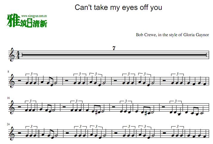 Can't take my eyes off you 小号谱