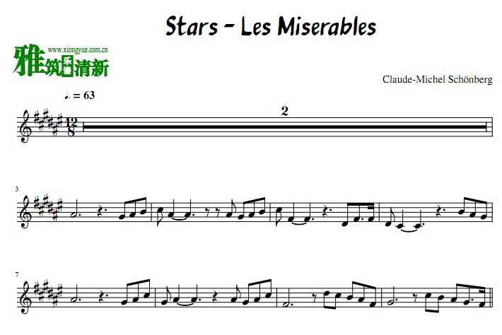 Stars - Les Miserables 小号谱