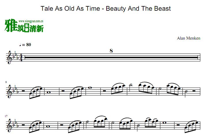 Tale As Old As Time - Beauty And The Beast 小号谱