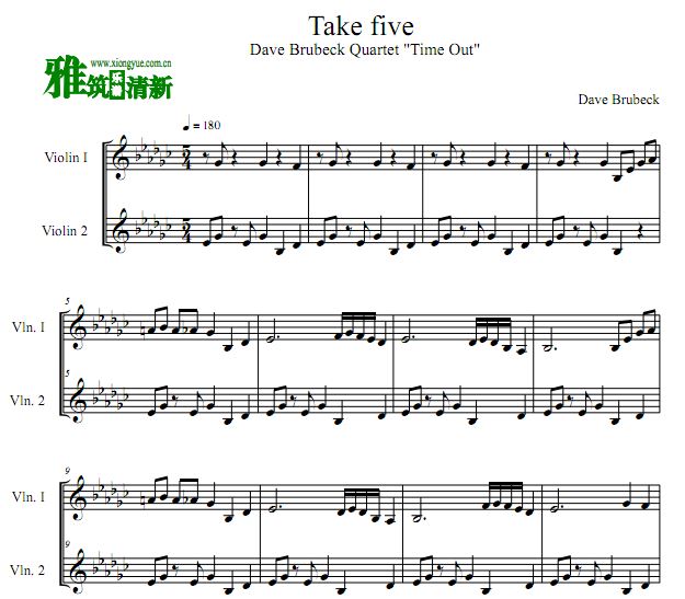 The Dave Brubeck Quartet - Take Five 小提琴二重奏谱