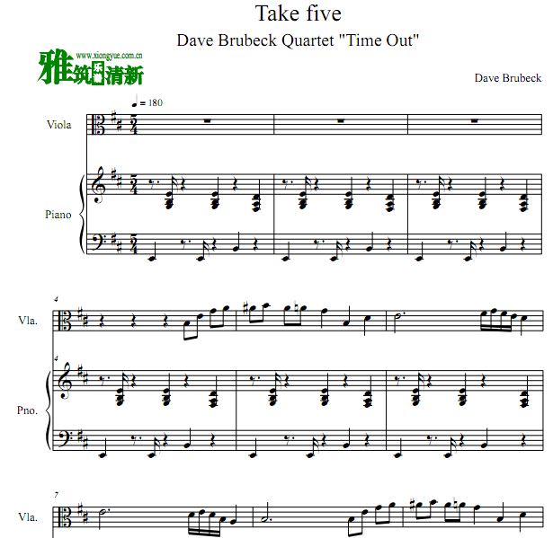Take Five 中提琴谱 钢琴伴奏谱
