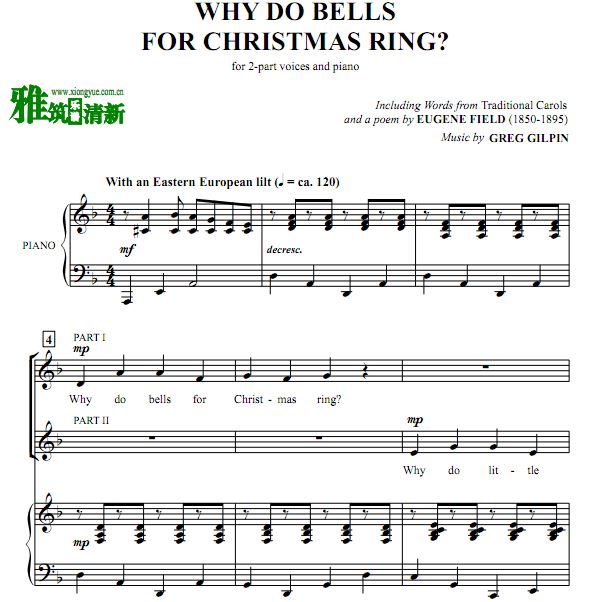 Why Do Bells for Christmas Ring 钢伴二声部合唱谱