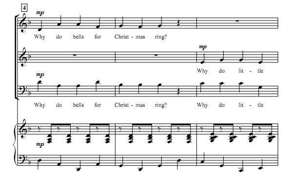 Why Do Bells for Christmas Ring 钢琴伴奏三声部合唱谱