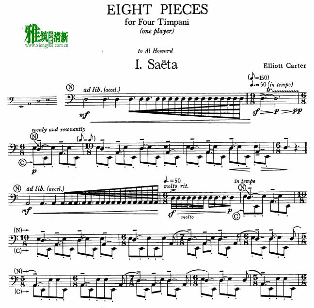 Elliott Carter - Eight Pieces定音鼓谱