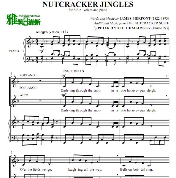 Nutcracker Jingles 钢琴伴奏三声部合唱谱