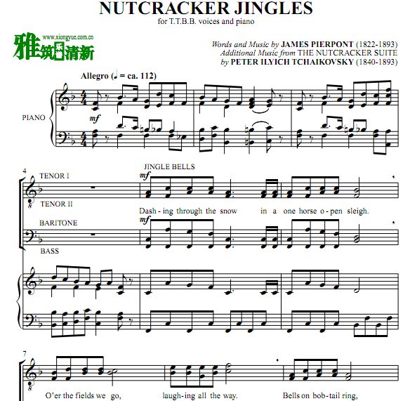 Nutcracker Jingles 钢琴伴奏四声部合唱谱